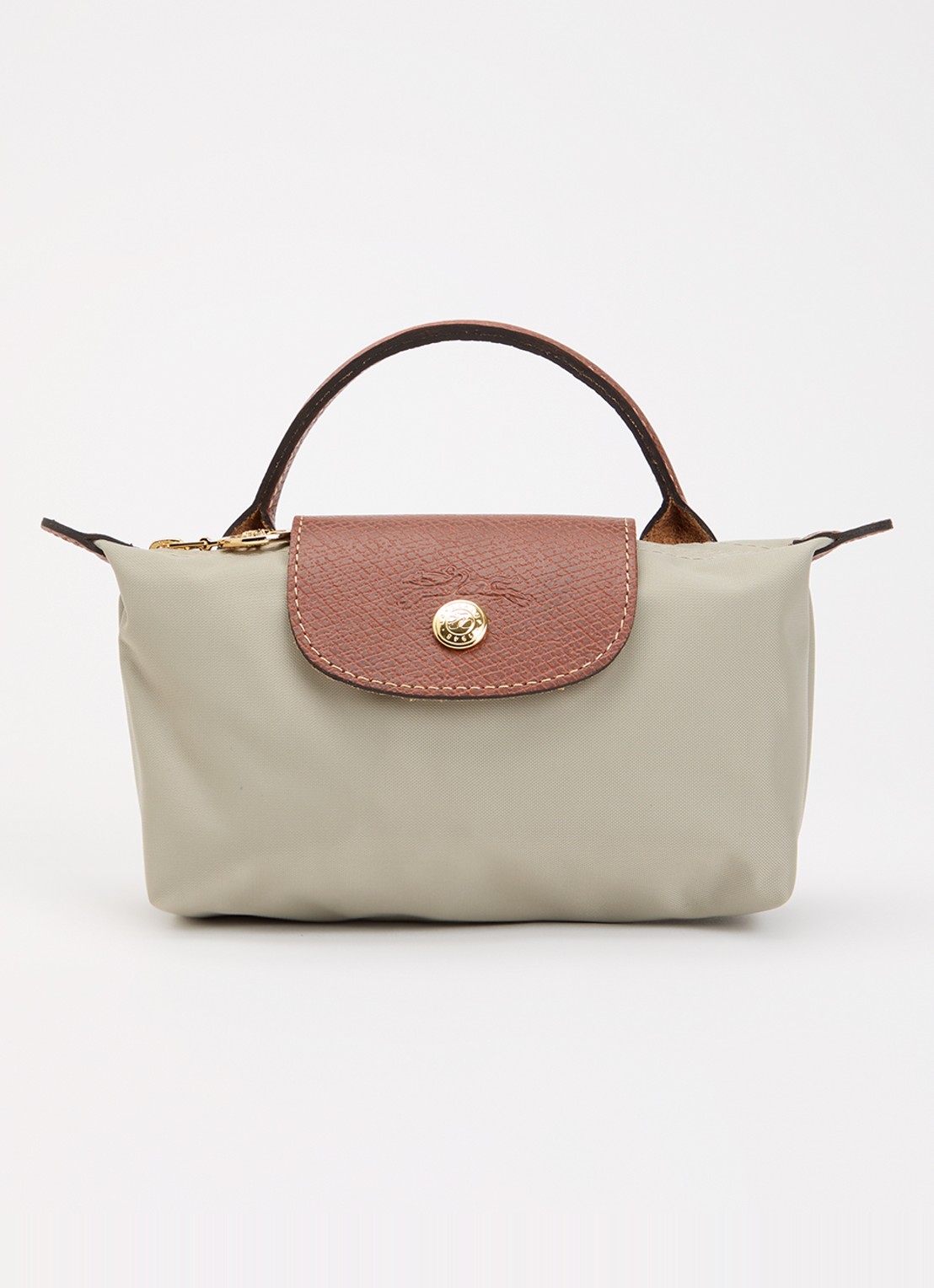Longchamp Le Pliage handtas met leren details - voorkant 2 grijs
