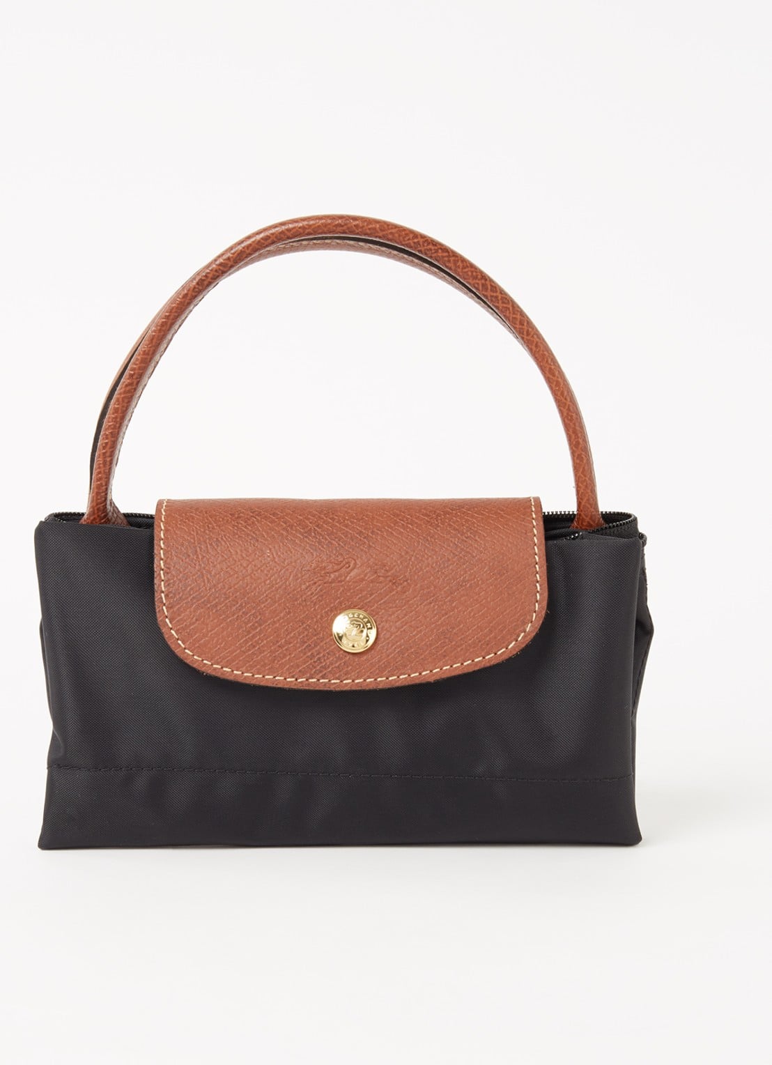 Longchamp Le Pliage handtas S met leren details - detail 6 zwart