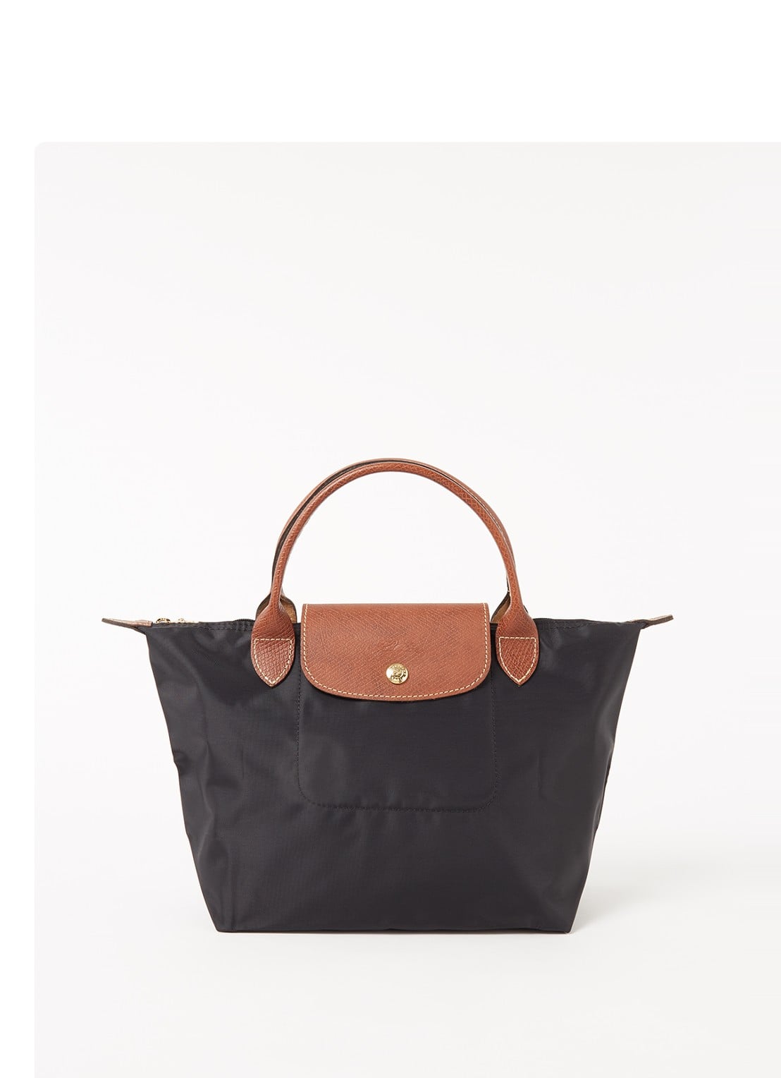 Longchamp Le Pliage handtas S met leren details - voorkant 2 zwart