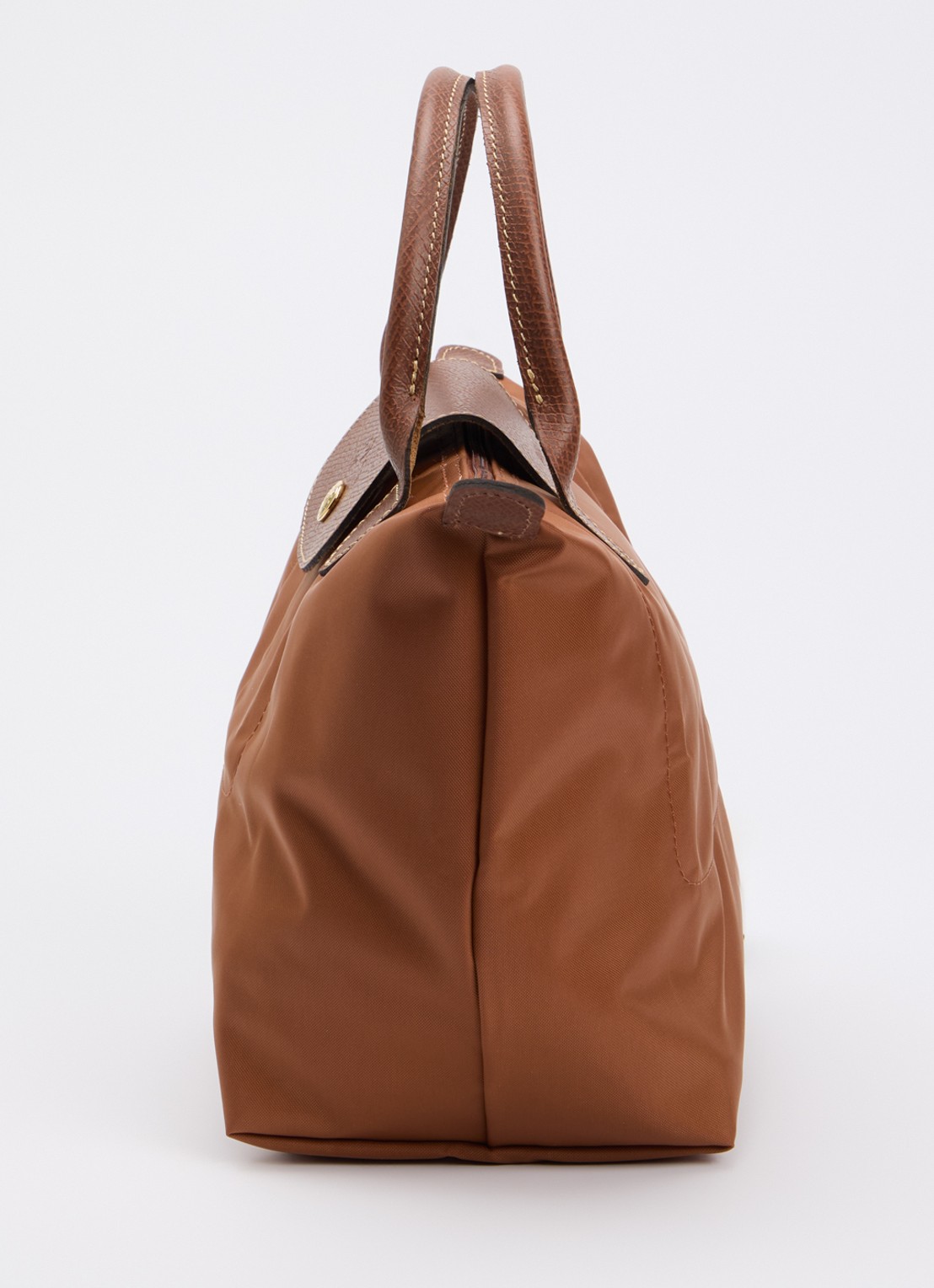 Longchamp Le Pliage handtas S met leren details - detail 2 cognac