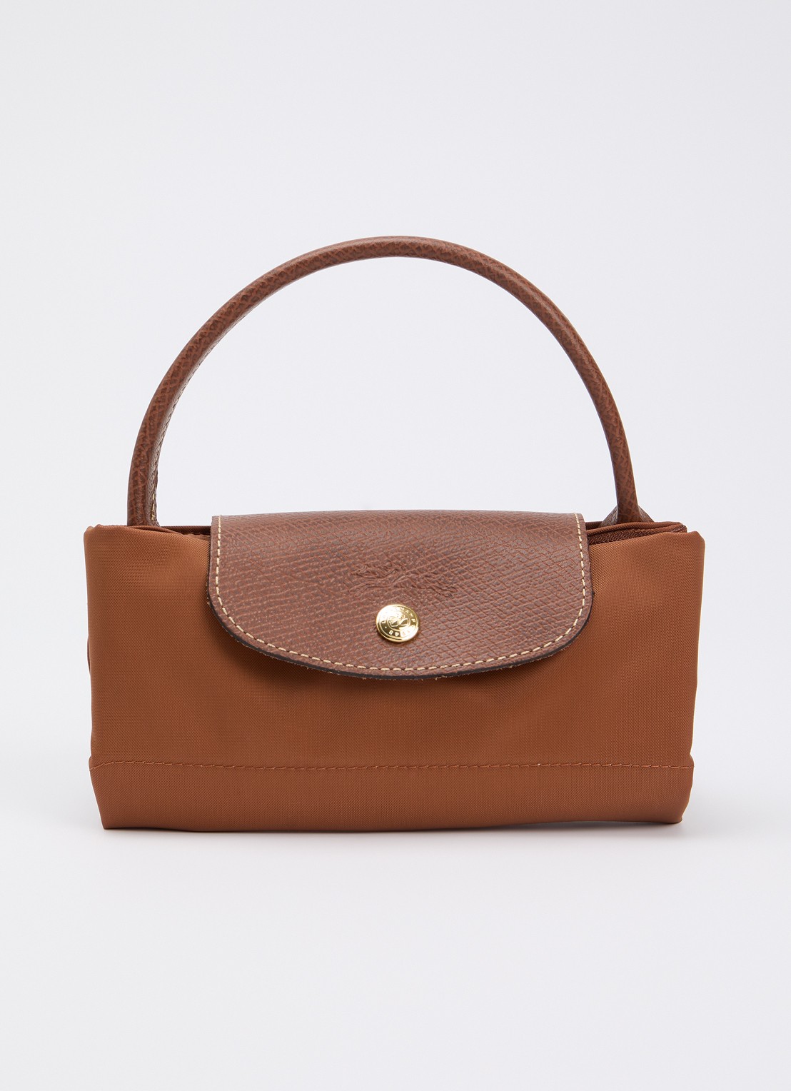 Longchamp Le Pliage handtas S met leren details - detail 3 cognac