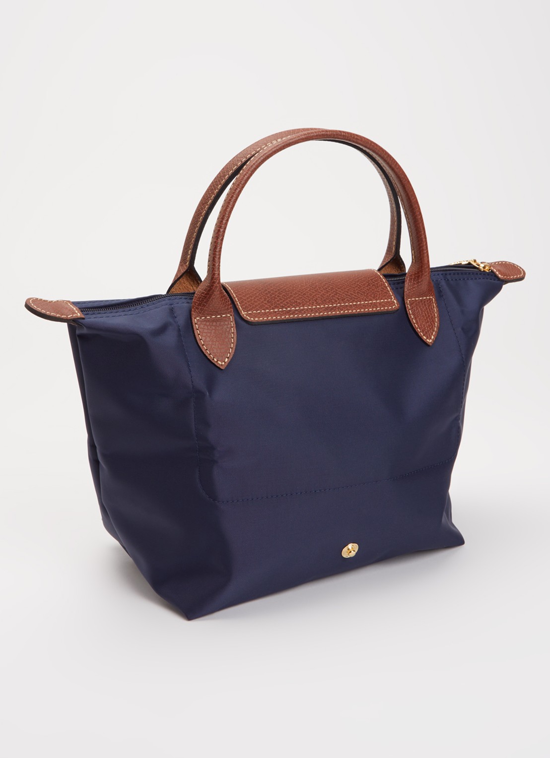 Longchamp Le Pliage handtas S met leren details - achterkant 3 donkerblauw