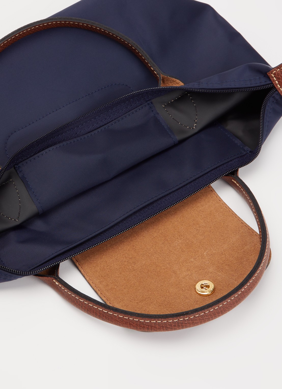 Longchamp Le Pliage handtas S met leren details - detail 4 donkerblauw