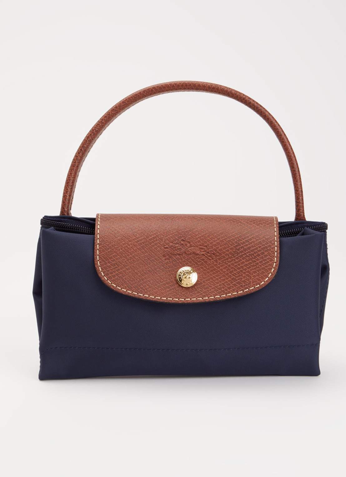 Longchamp Le Pliage handtas S met leren details - detail 6 donkerblauw