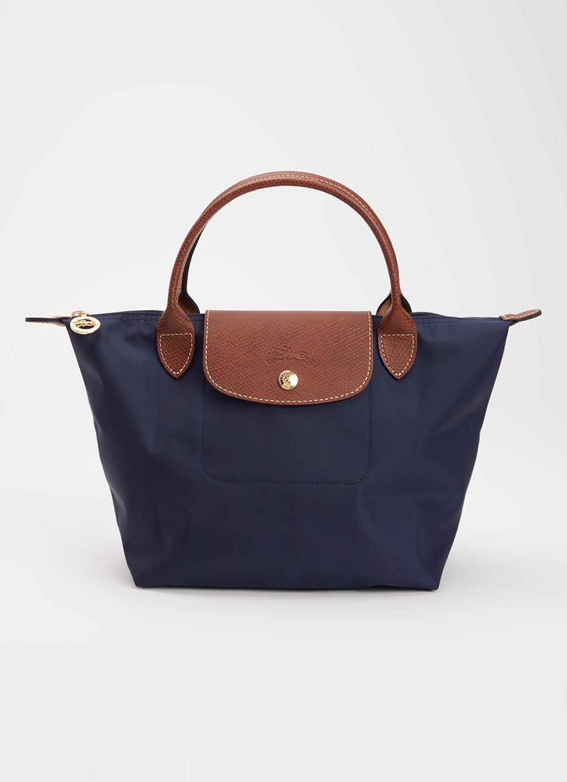 Longchamp Le Pliage handtas S met leren details - voorkant donkerblauw