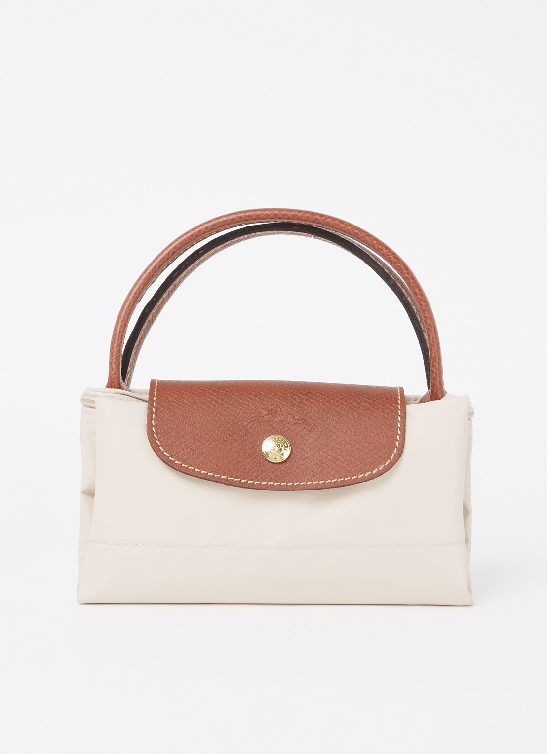 Longchamp Le Pliage handtas S met leren details - detail 3 creme