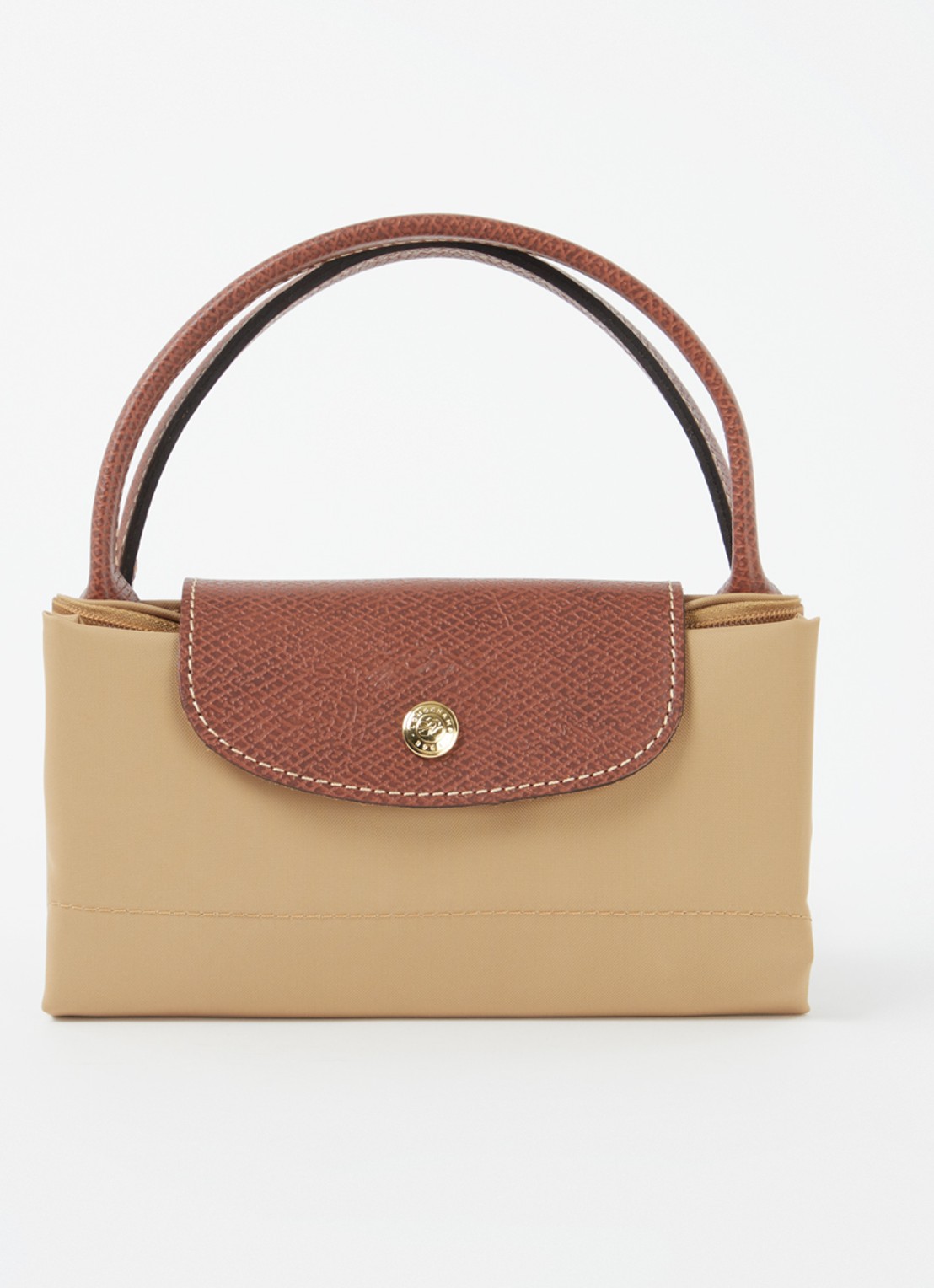 Longchamp Le Pliage handtas S met leren details - detail 6 camel