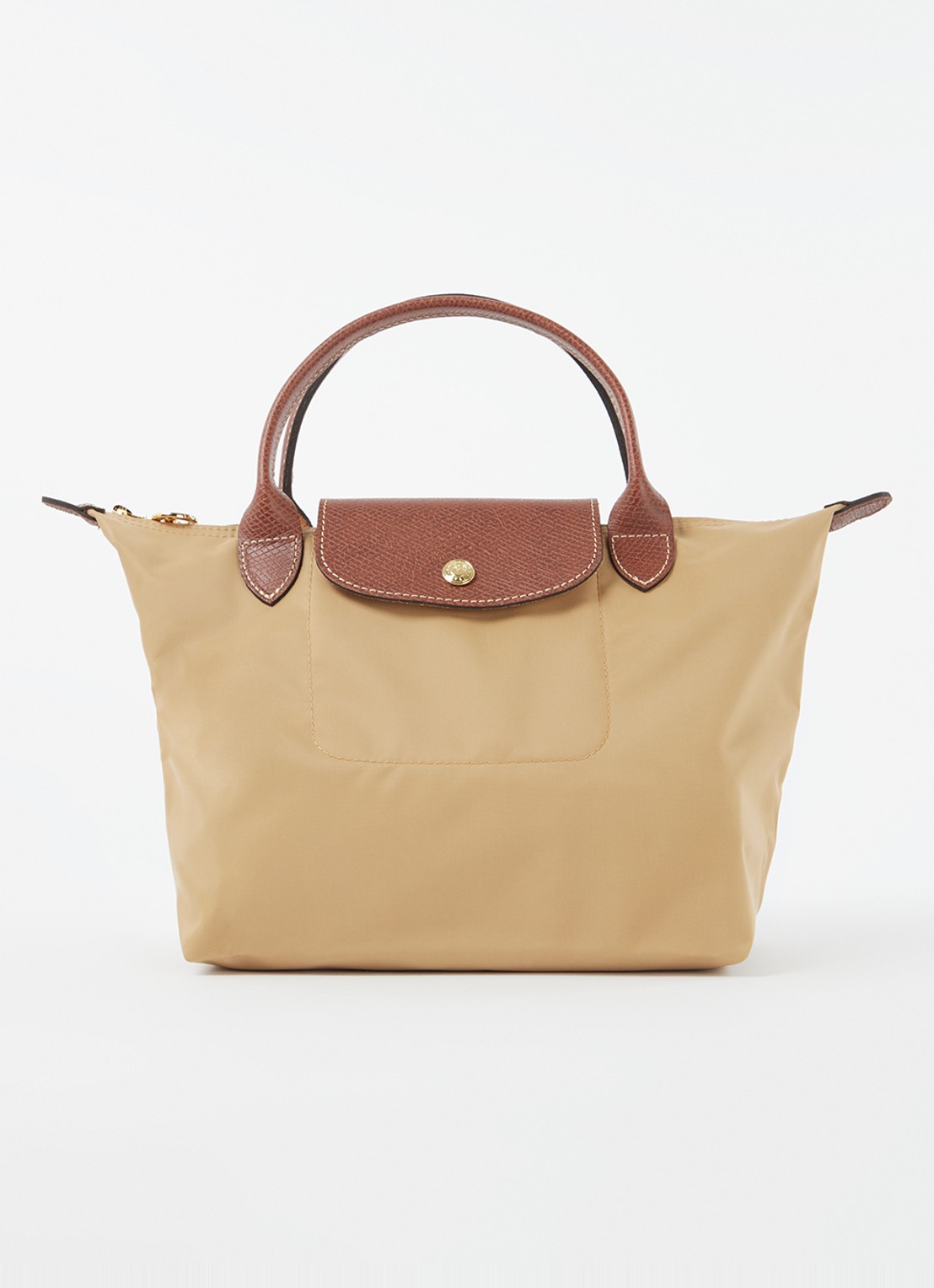 Longchamp Le Pliage handtas S met leren details - voorkant camel