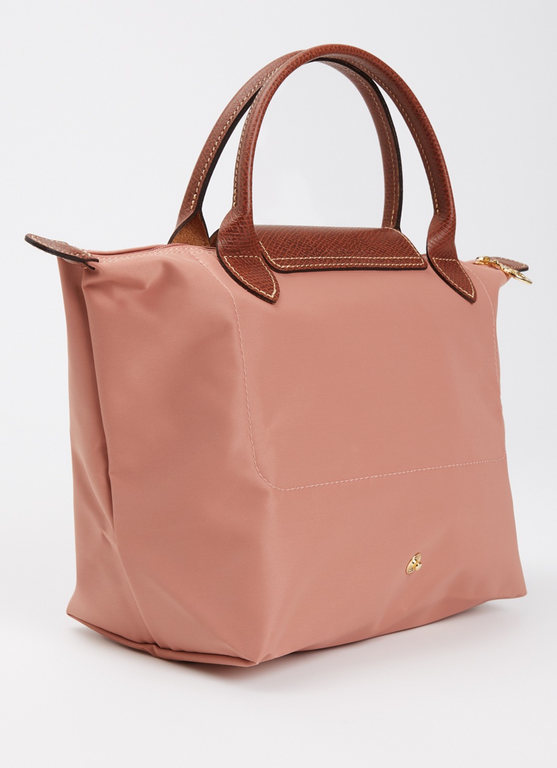 Longchamp Le Pliage handtas S met leren details - achterkant 7 oudroze