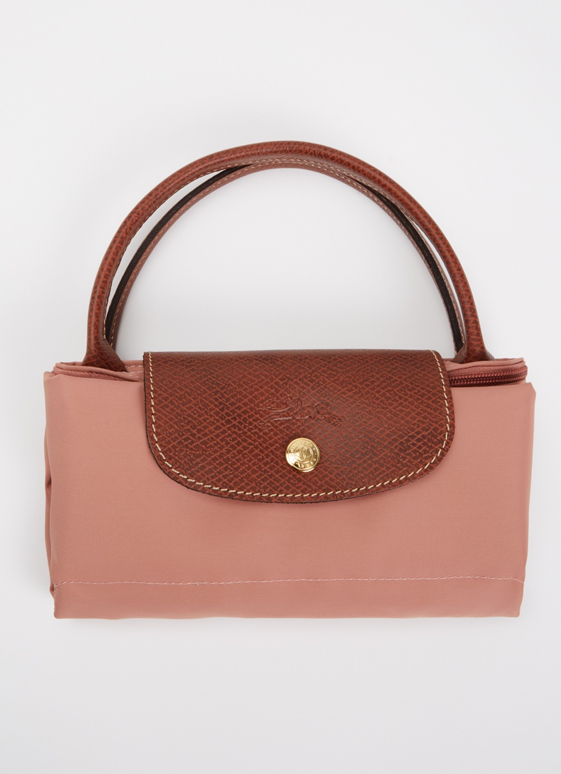 Longchamp Le Pliage handtas S met leren details - detail 3 oudroze