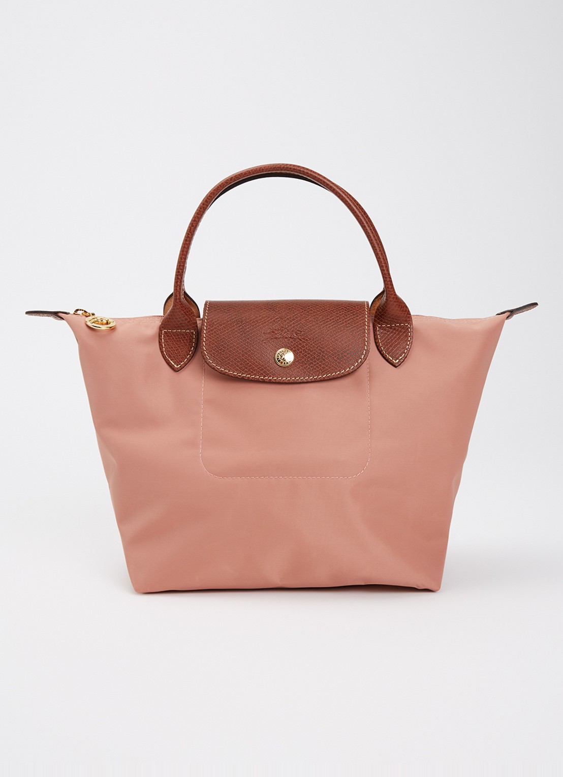 Longchamp Le Pliage handtas S met leren details - voorkant 5 oudroze