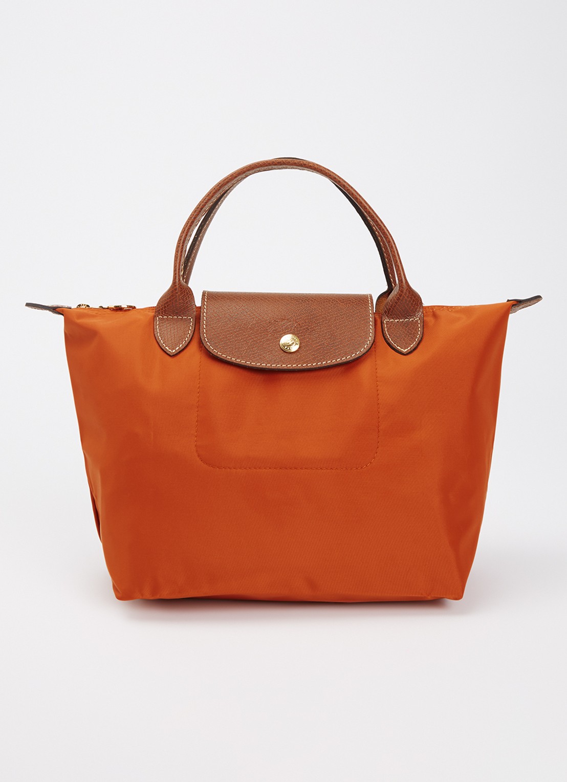 Longchamp Le Pliage handtas S met leren details - voorkant 6 antraciet