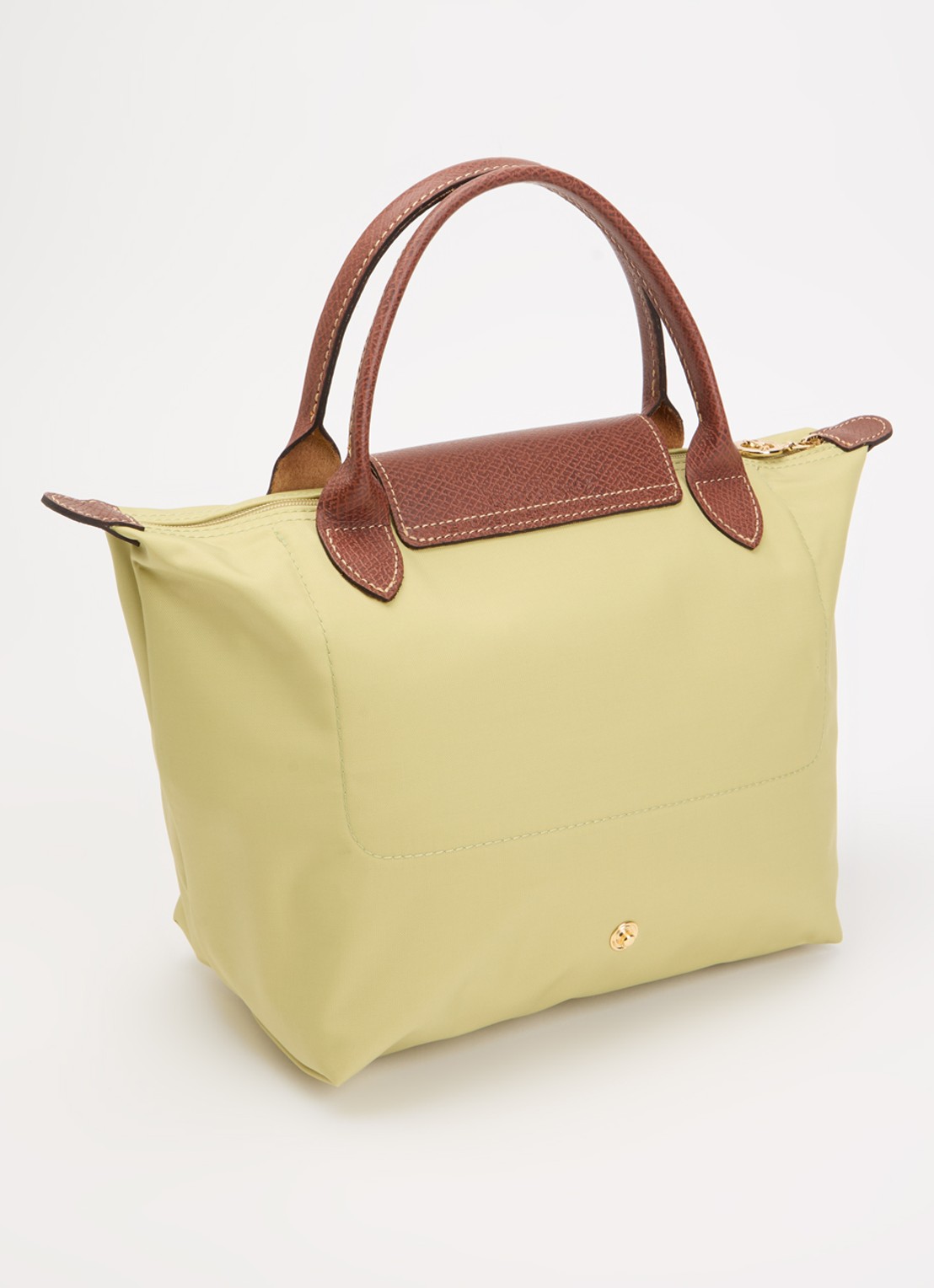 Longchamp Le Pliage handtas S met leren details - achterkant 3 mosgroen