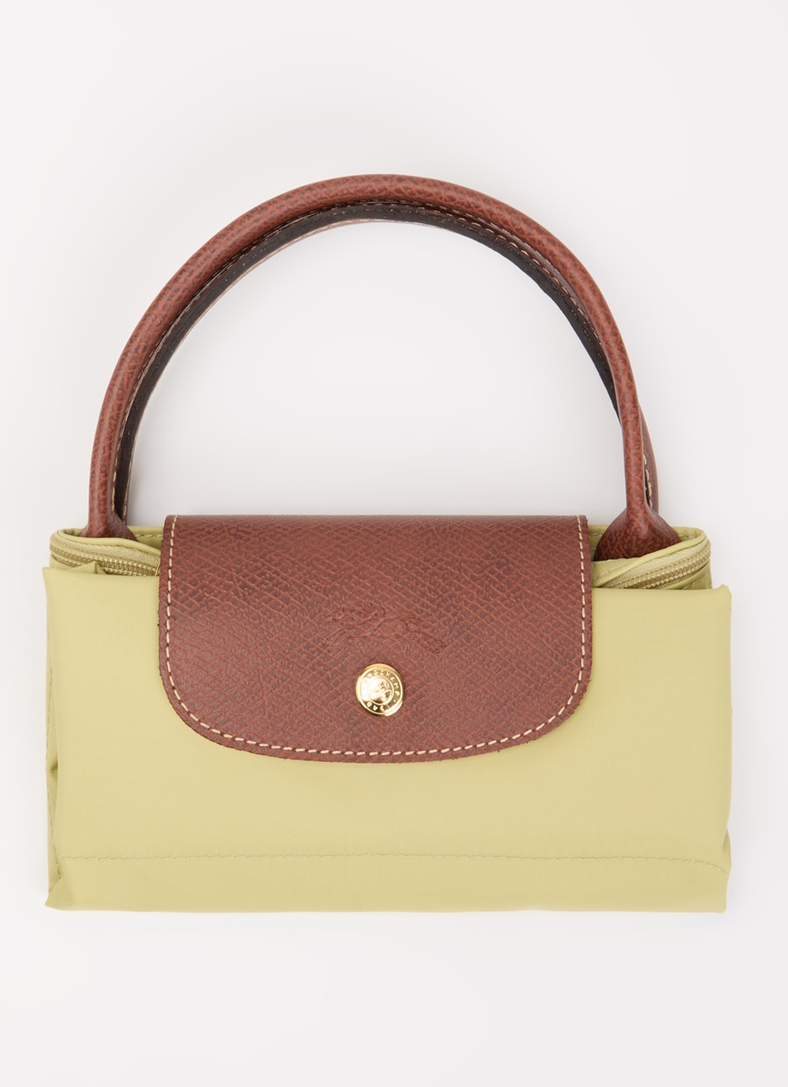 Longchamp Le Pliage handtas S met leren details - detail 6 mosgroen