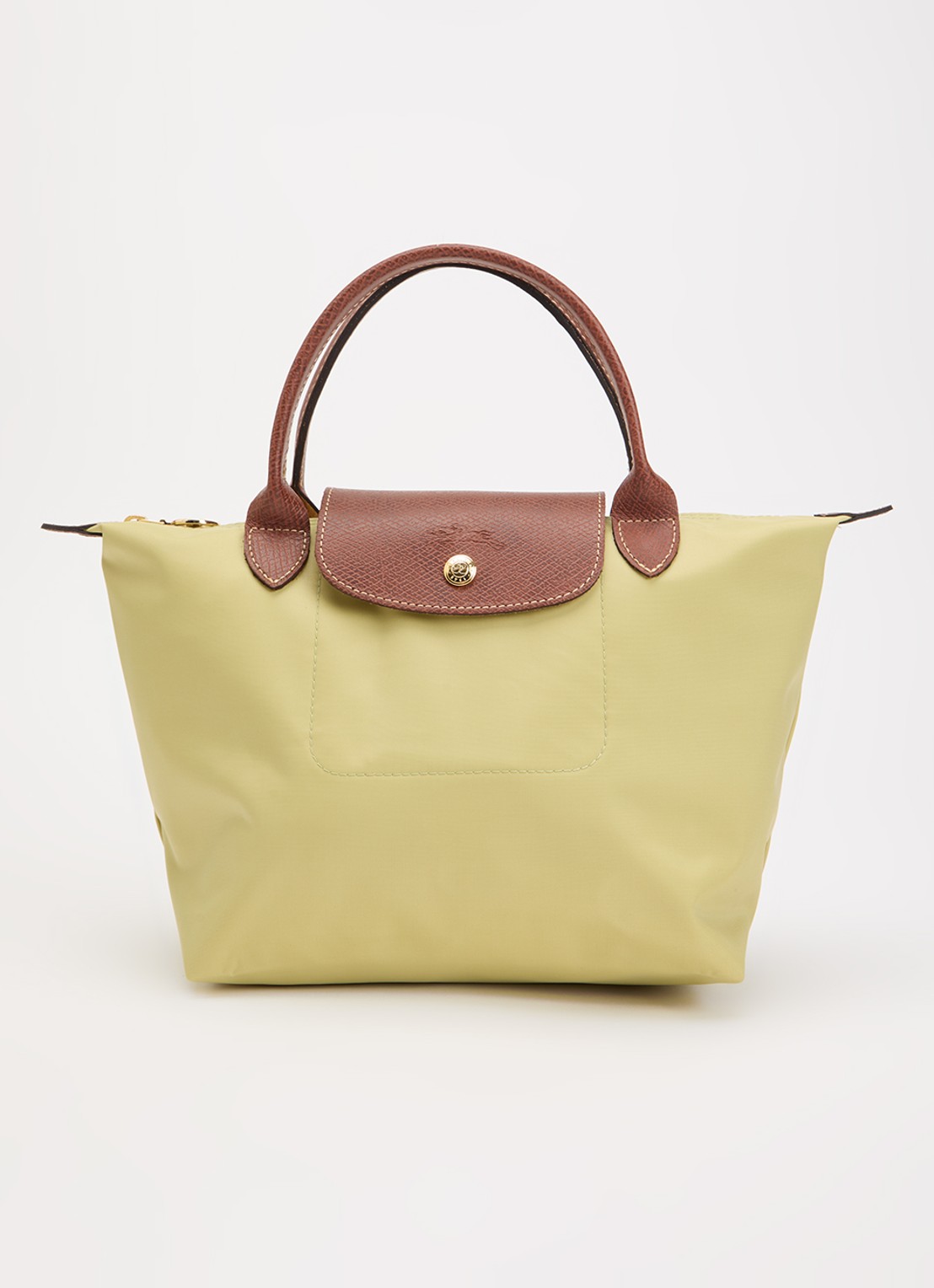 Longchamp Le Pliage handtas S met leren details - voorkant mosgroen