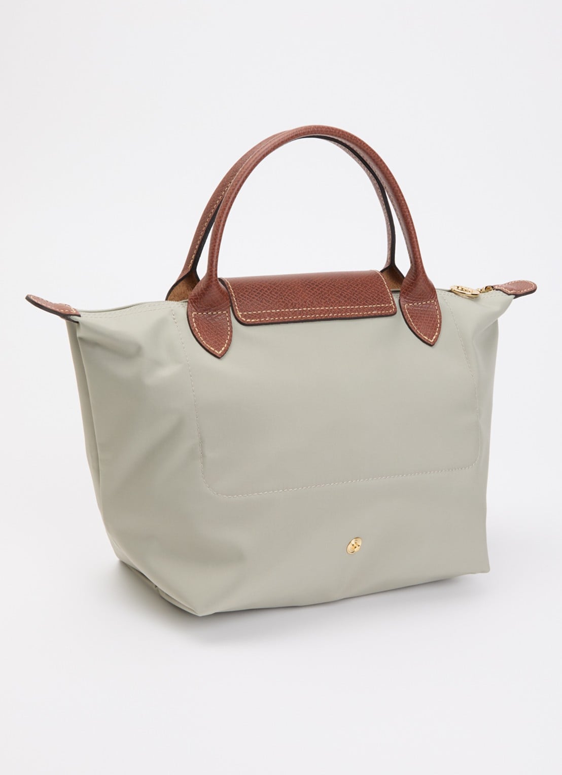 Longchamp Le Pliage handtas S met leren details - achterkant 5 donkergrijs