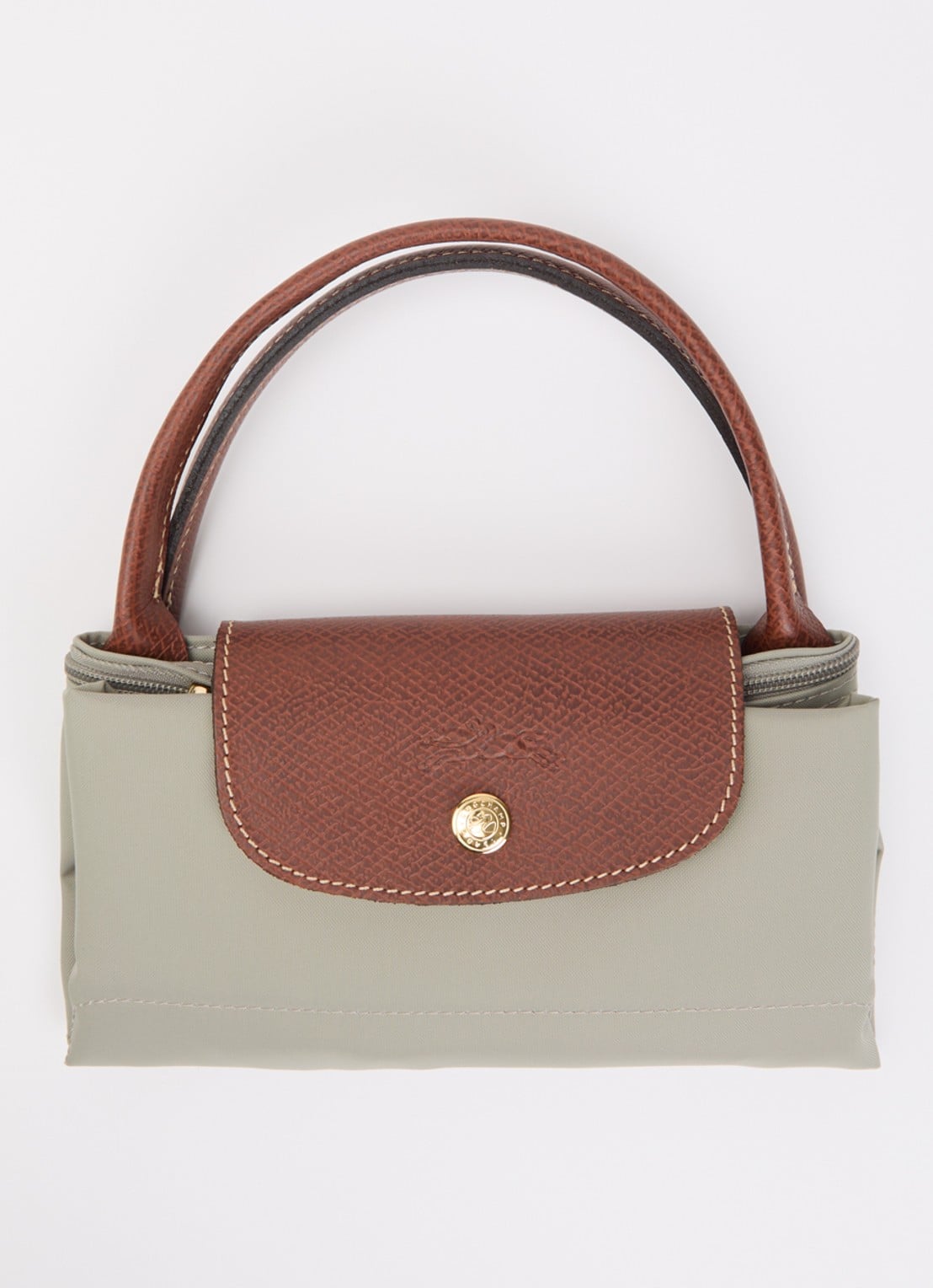 Longchamp Le Pliage handtas S met leren details - detail 3 donkergrijs
