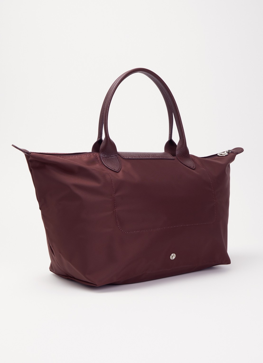 Longchamp Le Pliage One handtas L met leren details - achterkant 3 aubergine