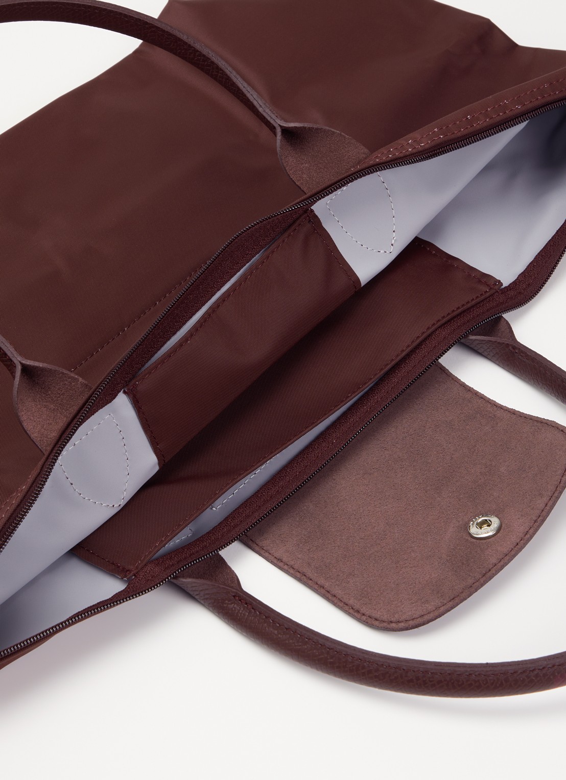 Longchamp Le Pliage One handtas L met leren details - detail 4 aubergine