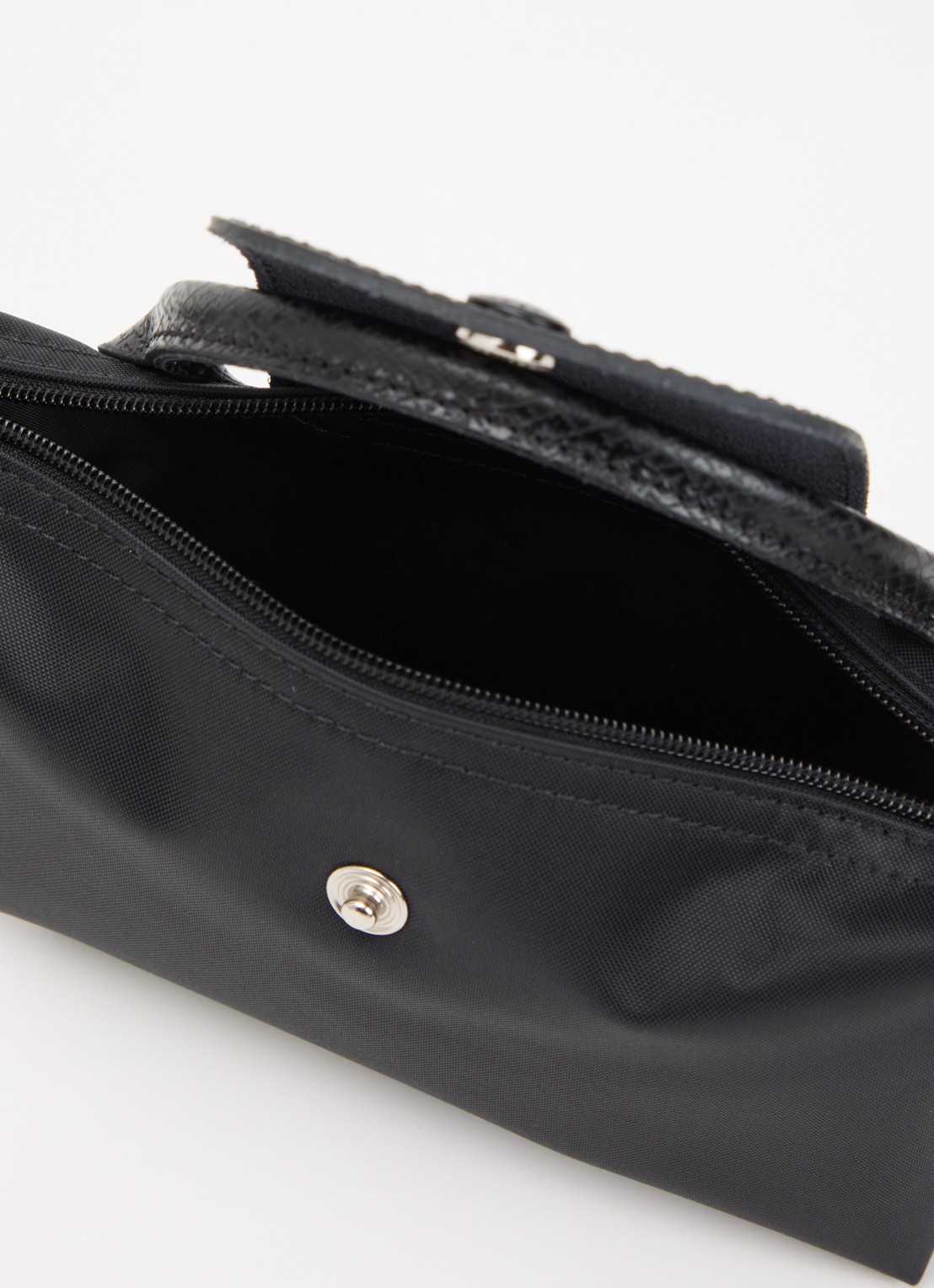 Longchamp Le Pliage One handtas met leren details - detail zwart