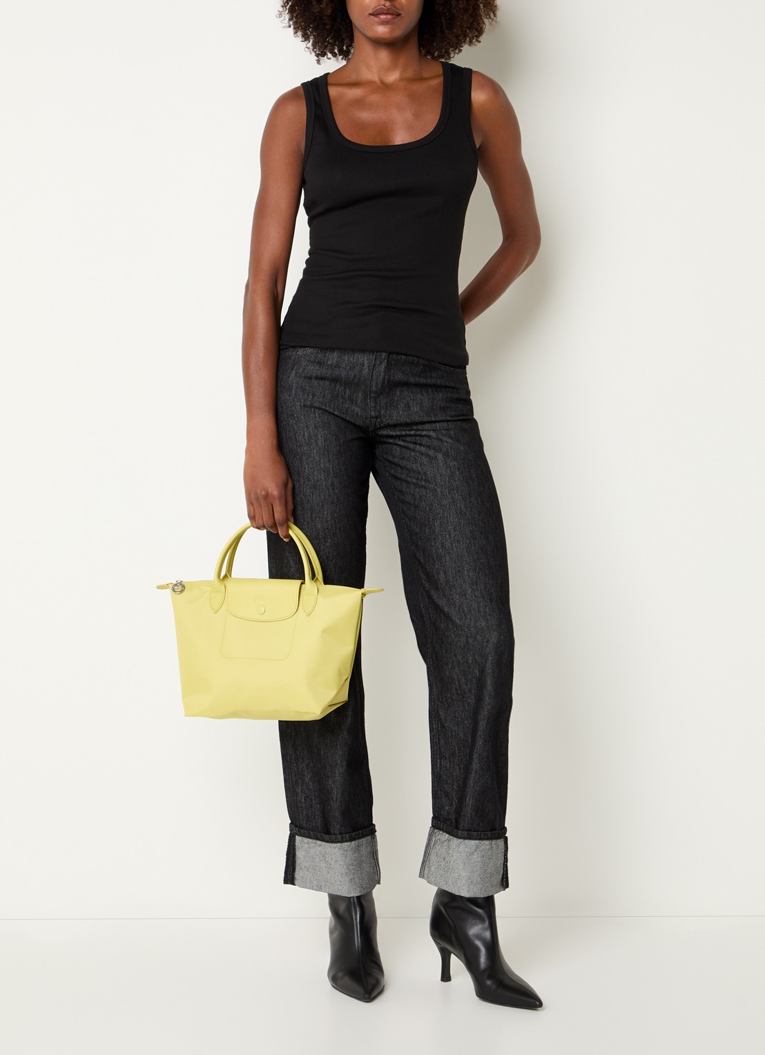 Longchamp Le Pliage One handtas S met leren details - voorkant 3 lime