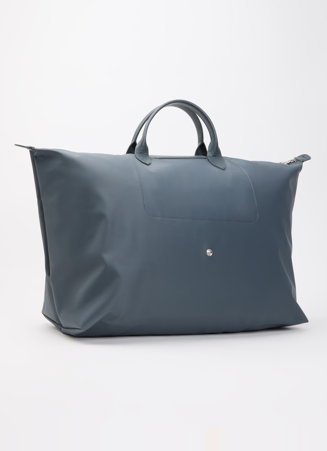 Longchamp Le Pliage One reistas XL met leren details - achterkant staalblauw
