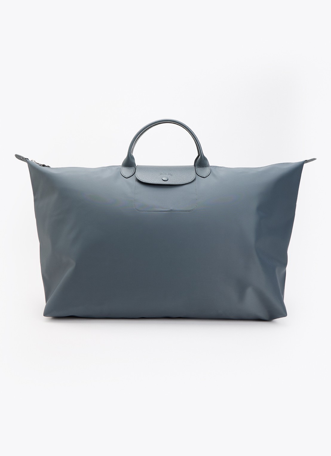 Longchamp Le Pliage One reistas XL met leren details - voorkant 2 staalblauw