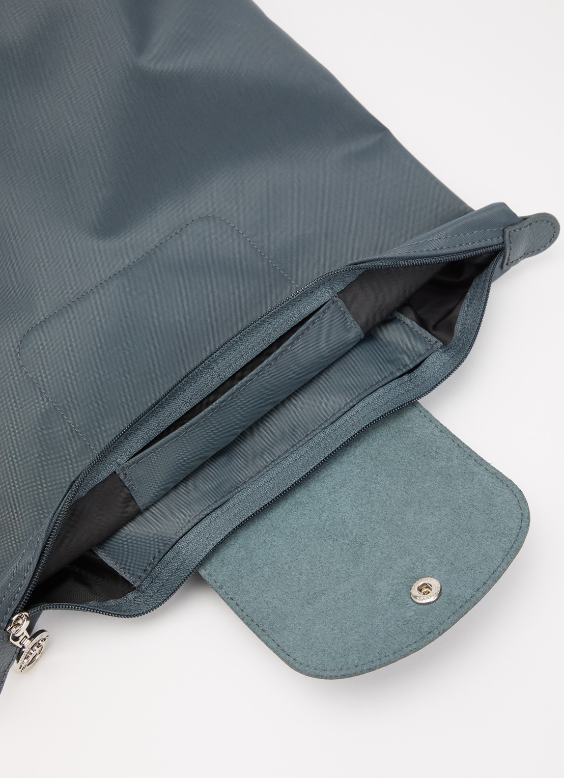 Longchamp Le Pliage One rugzak M met leren details - detail 4 staalblauw