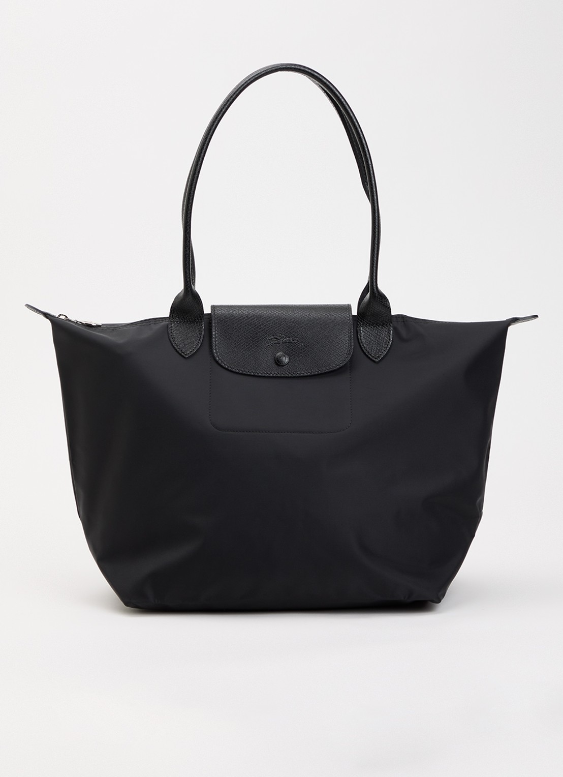 Longchamp Le Pliage One schoudertas L met leren details - voorkant 2 zwart
