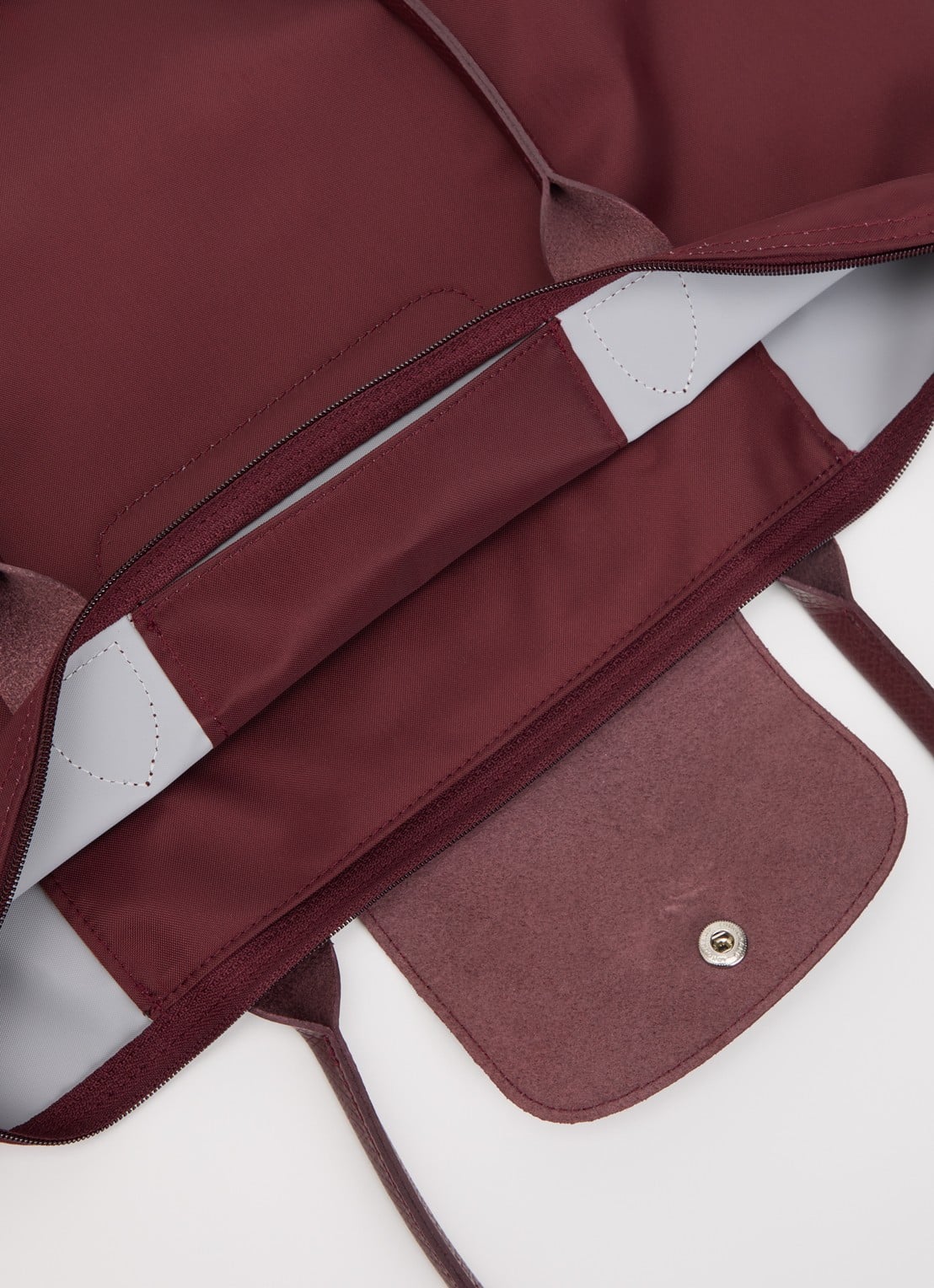 Longchamp Le Pliage One schoudertas L met leren details - detail 4 bordeauxrood
