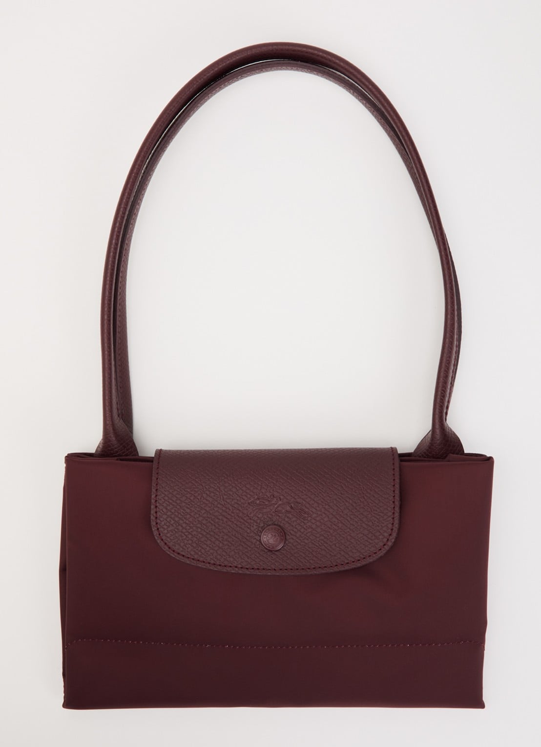 Longchamp Le Pliage One schoudertas L met leren details - detail 6 bordeauxrood