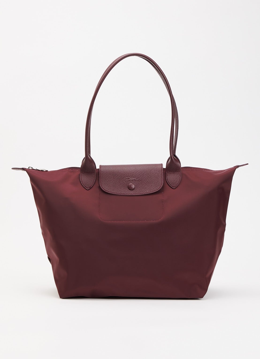 Longchamp Le Pliage One schoudertas L met leren details - voorkant 2 bordeauxrood