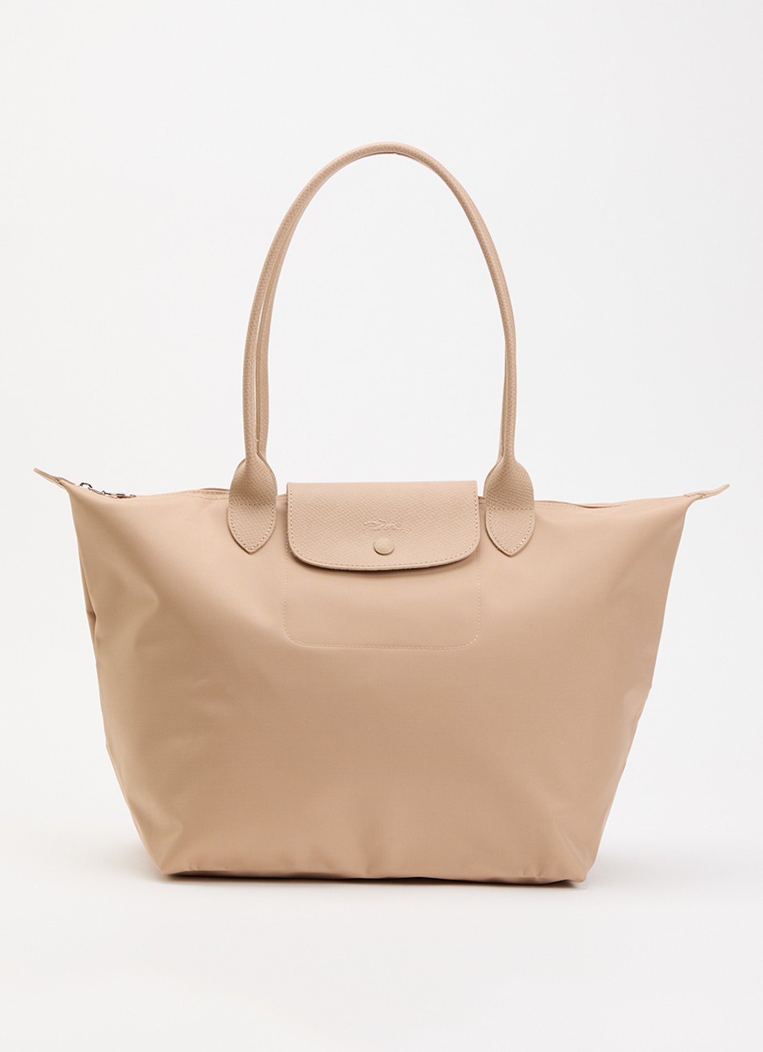 Longchamp Le Pliage One schoudertas L met leren details - voorkant beige
