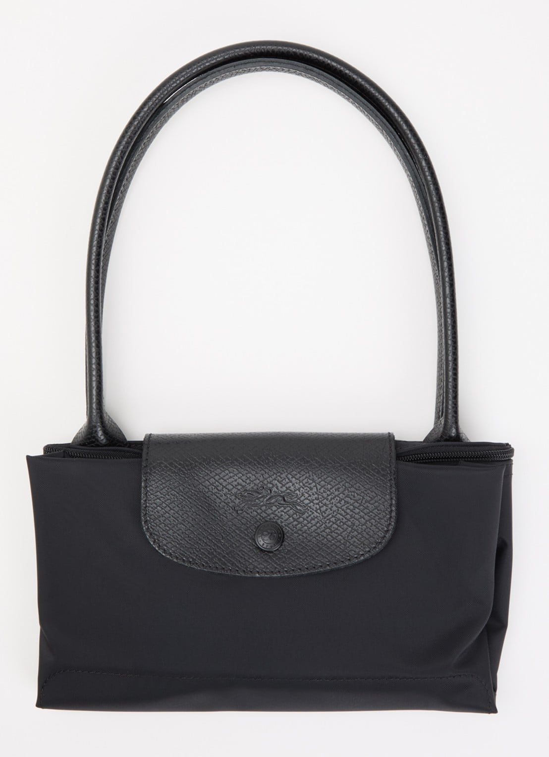 Longchamp Le pliage One schoudertas M met details van leer - detail 4 zwart