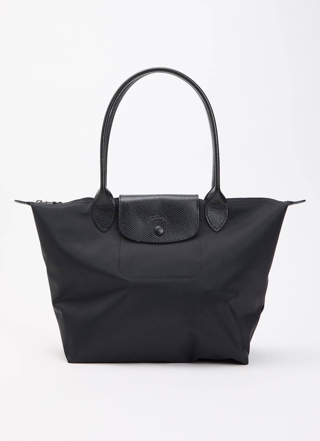 Longchamp Le pliage One schoudertas M met details van leer - voorkant 6 zwart