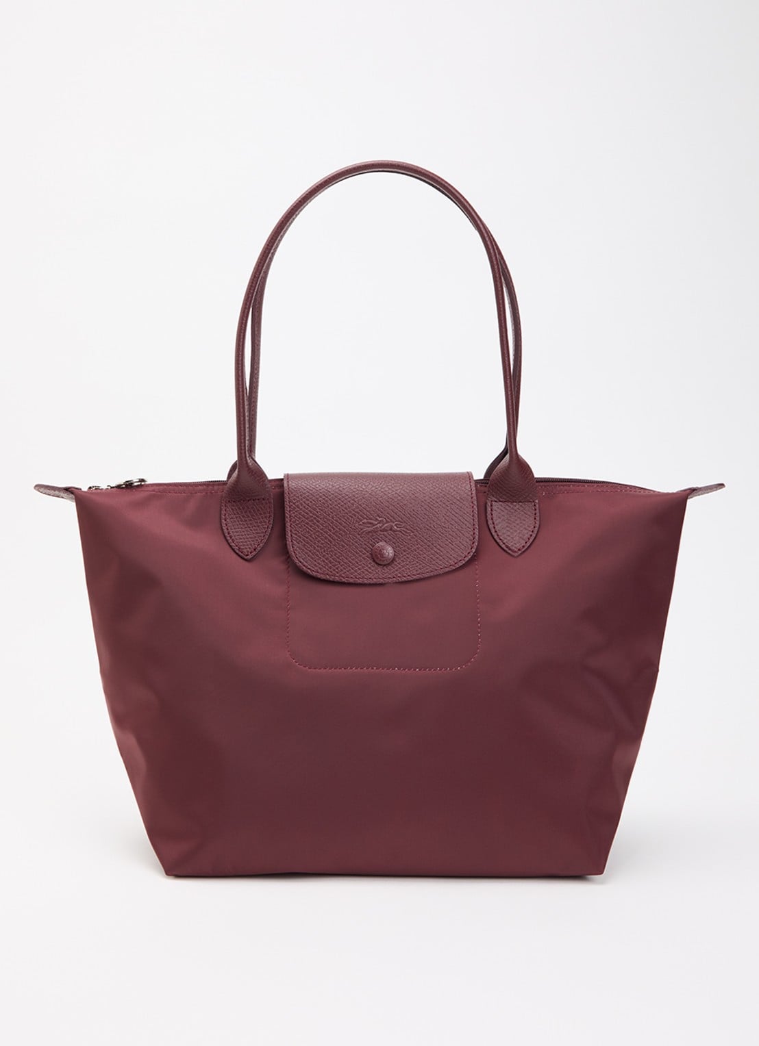 Longchamp Le pliage One schoudertas M met details van leer - voorkant 5 aubergine
