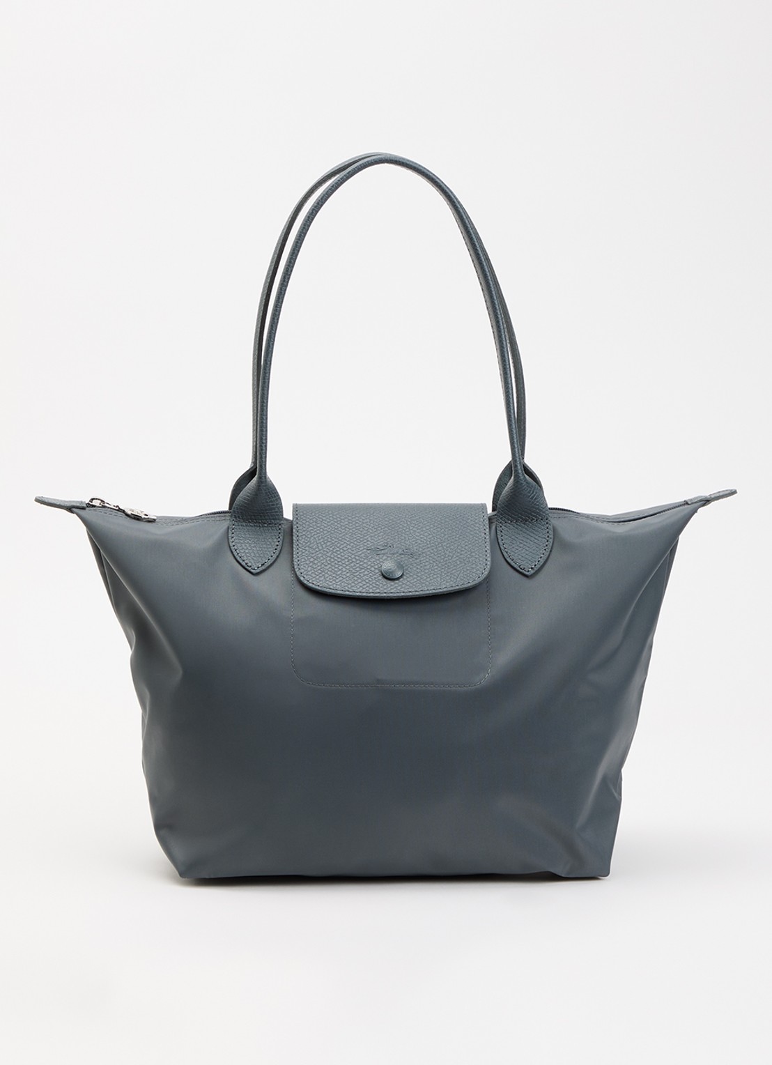 Longchamp Le pliage One schoudertas M met details van leer - voorkant staalblauw