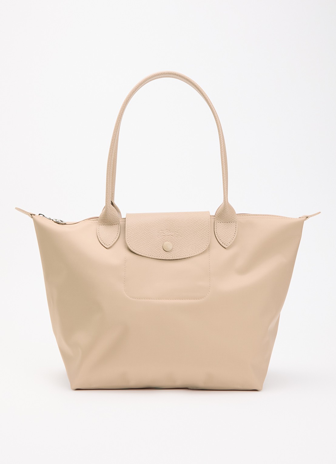 Longchamp Le pliage One schoudertas M met details van leer - voorkant 5 beige