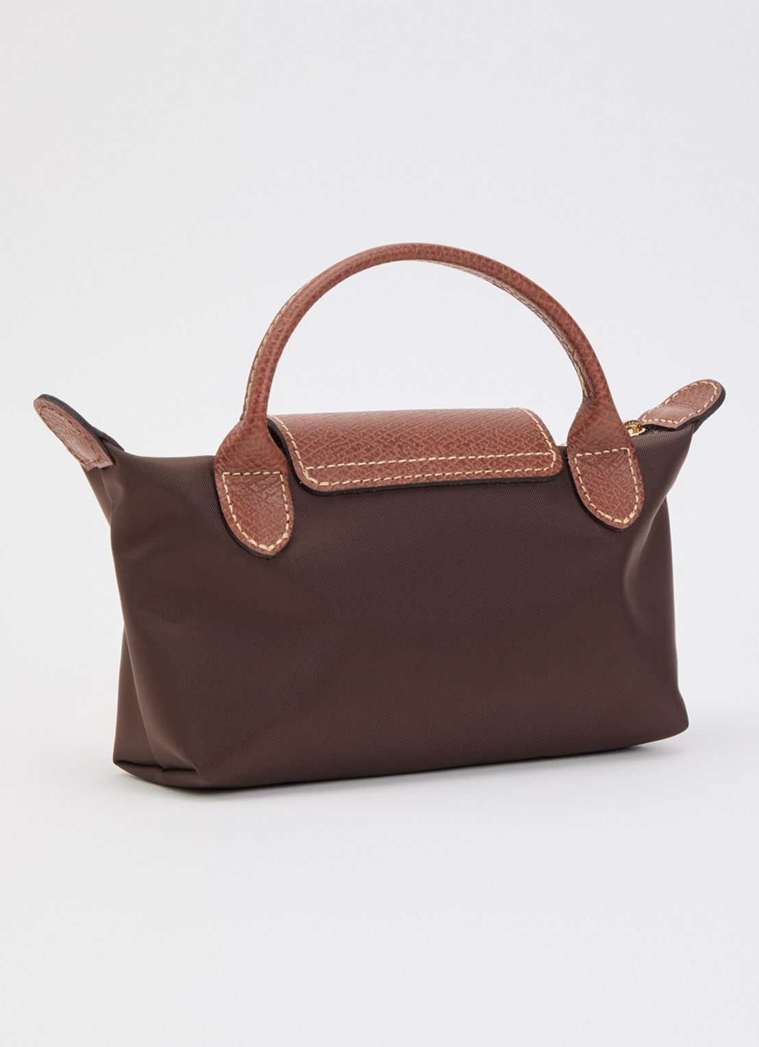 Longchamp Le Pliage Orginal handtas met leren details - achterkant donkerbruin
