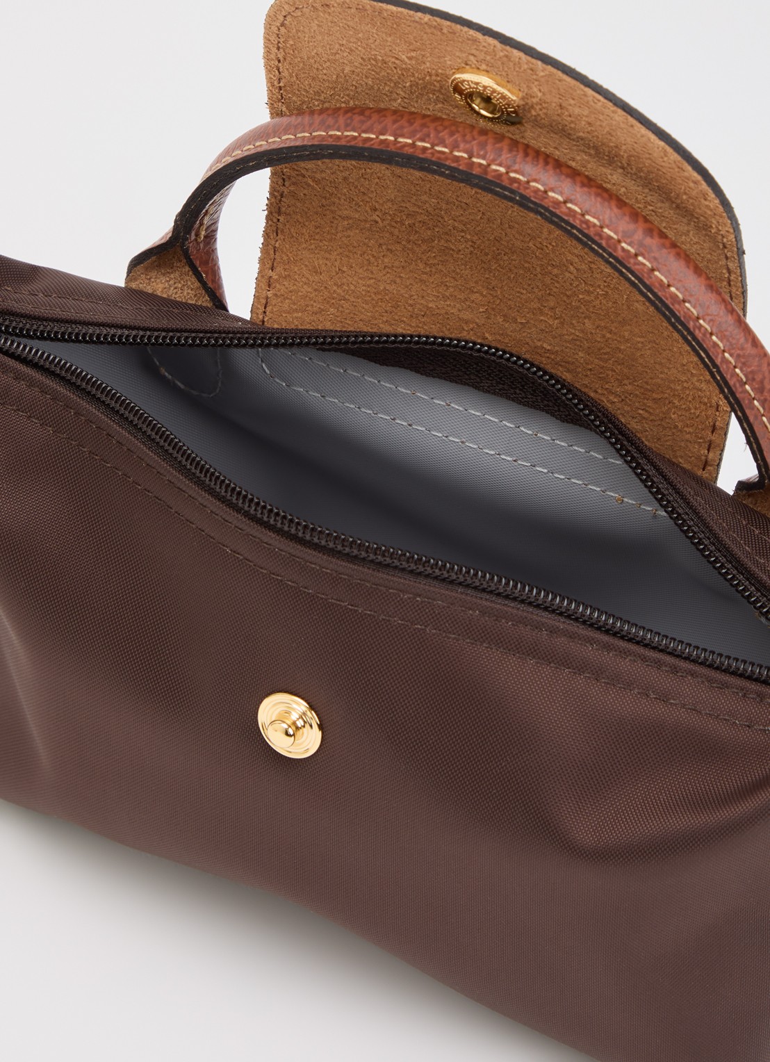 Longchamp Le Pliage Orginal handtas met leren details - detail 2 donkerbruin