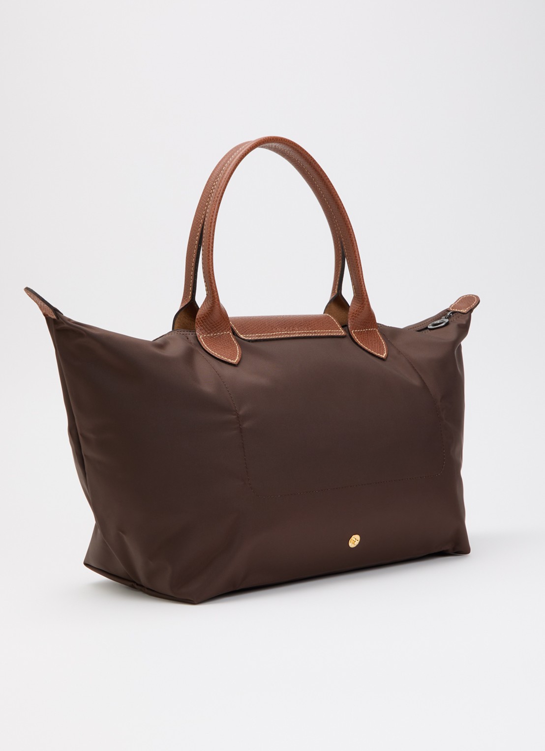 Longchamp Le Pliage Original handtas L met leren details - achterkant 5 donkerbruin