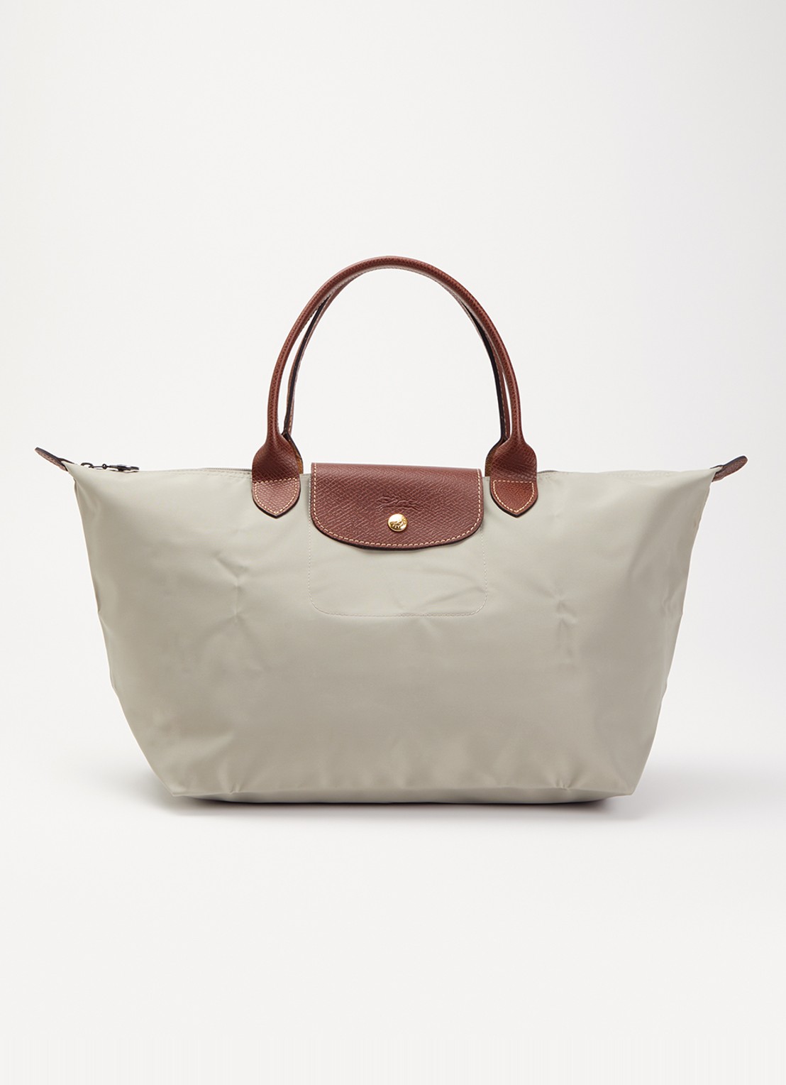 Longchamp Le Pliage Original handtas L met leren details - voorkant 6 taupe