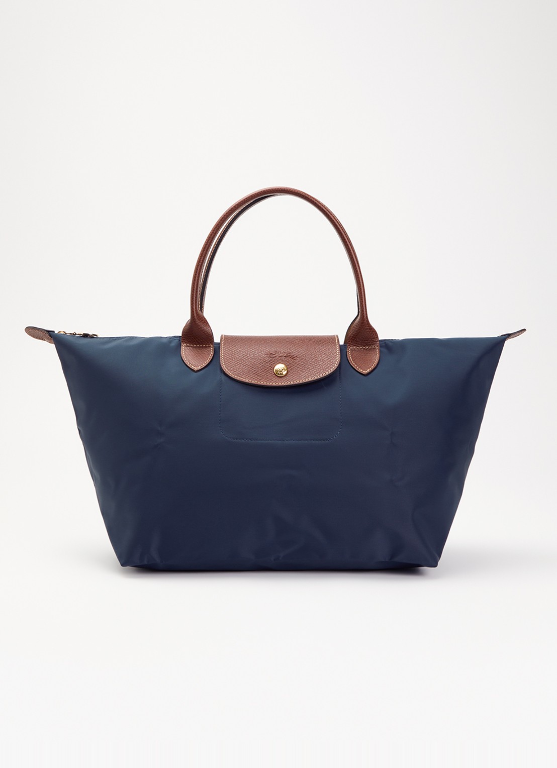 Longchamp Le Pliage Original handtas L met leren details - voorkant 5 donkerblauw