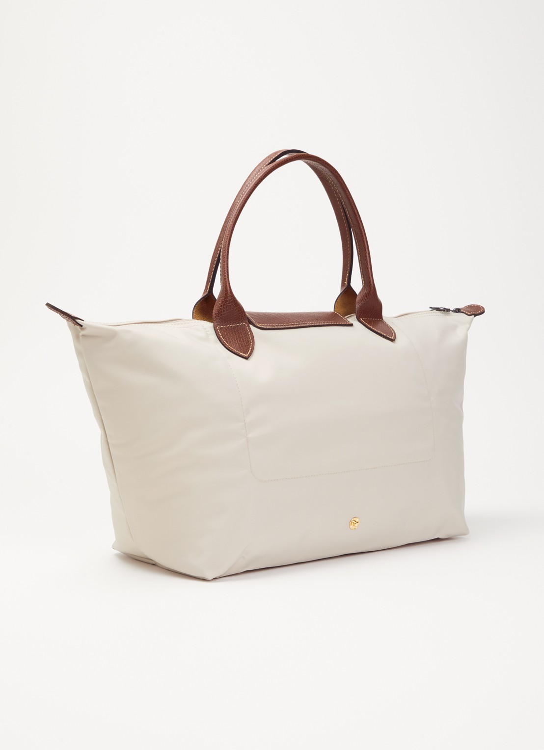 Longchamp Le Pliage Original handtas L met leren details - achterkant 7 ivoor