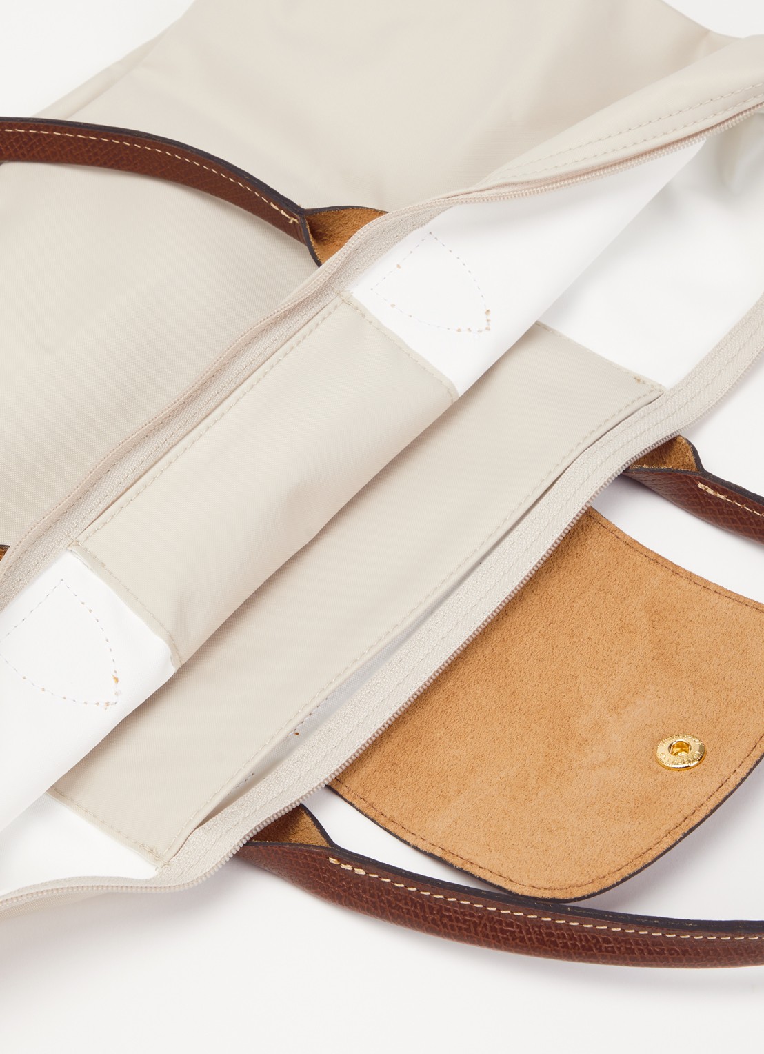 Longchamp Le Pliage Original handtas L met leren details - detail ivoor