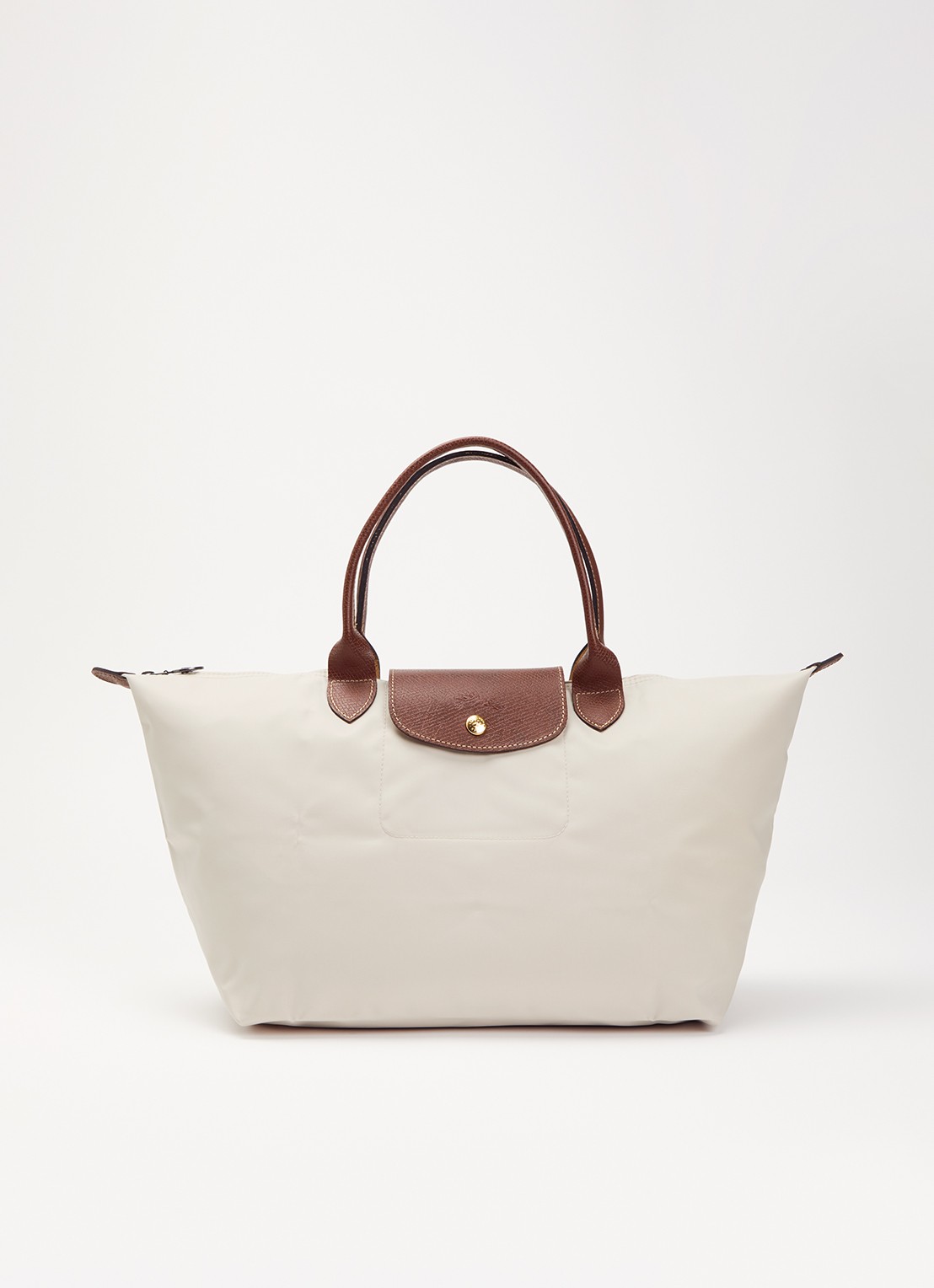 Longchamp Le Pliage Original handtas L met leren details - voorkant 5 ivoor