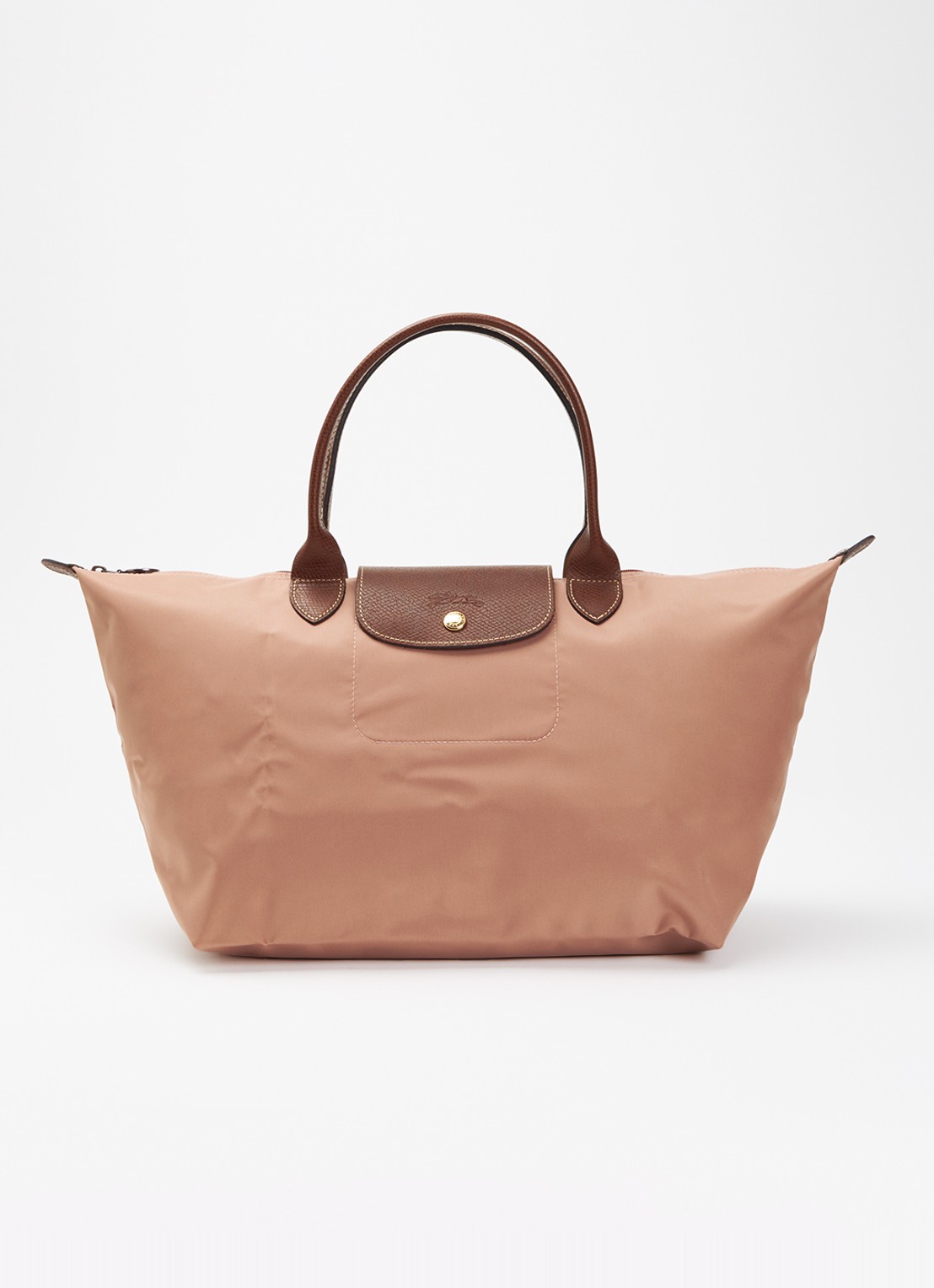 Longchamp Le Pliage Original handtas L met leren details - voorkant 5 oudroze