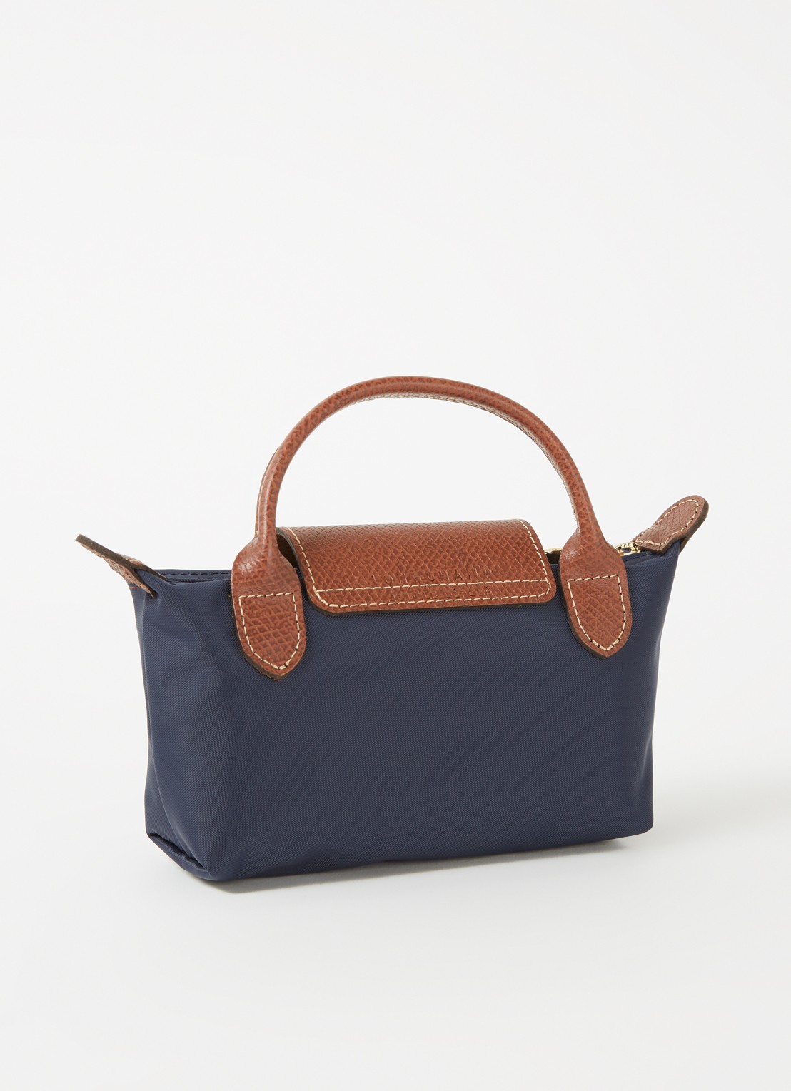 Longchamp Le Pliage Original handtas met leren details - achterkant 5 donkerblauw