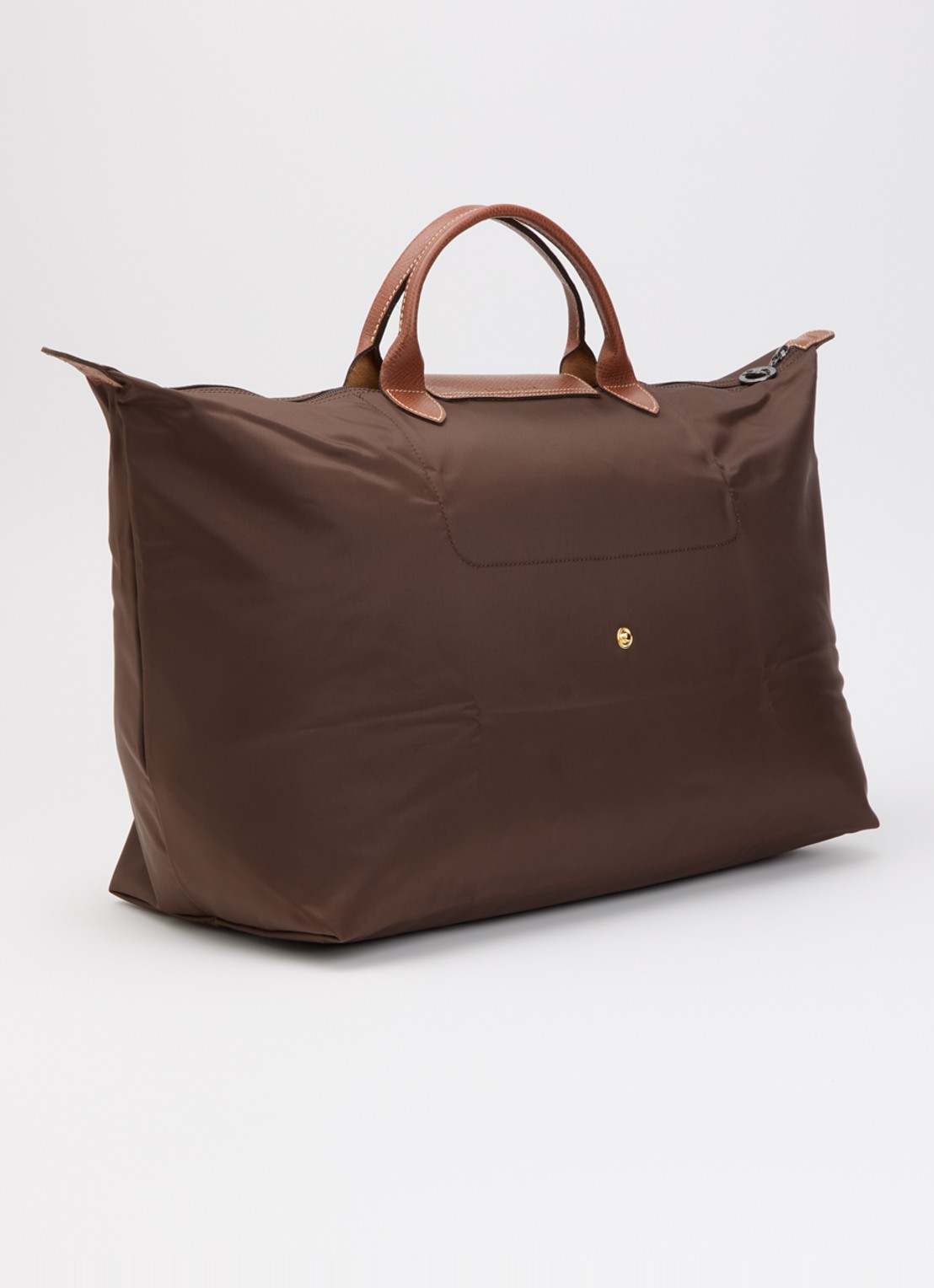 Longchamp Le Pliage Original reistas L met leren details - achterkant 6 chocoladebruin
