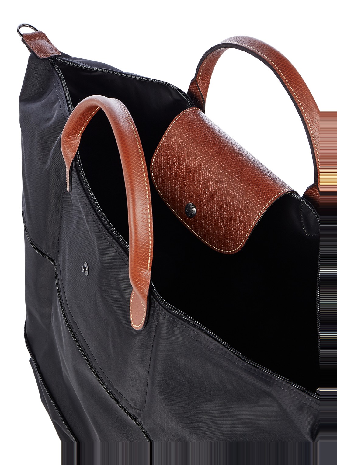 Longchamp Le Pliage Original reistas vergrootbaar met leren details - detail 2 zwart